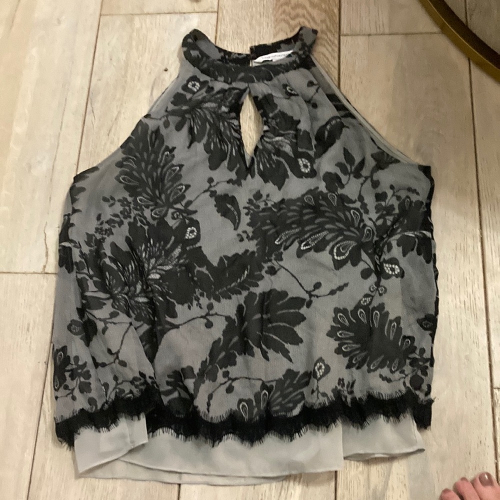 Keyhole Diane von furstenburg lace print blouse